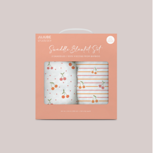 2-Pack Square Swaddle Blanket Set - Cherry Cute by Doodle By Meg