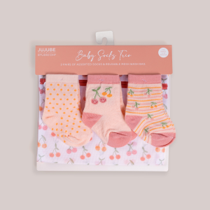 3-Pack Soft Durable Baby Socks Set - Cherry Cute by Doodle By Meg