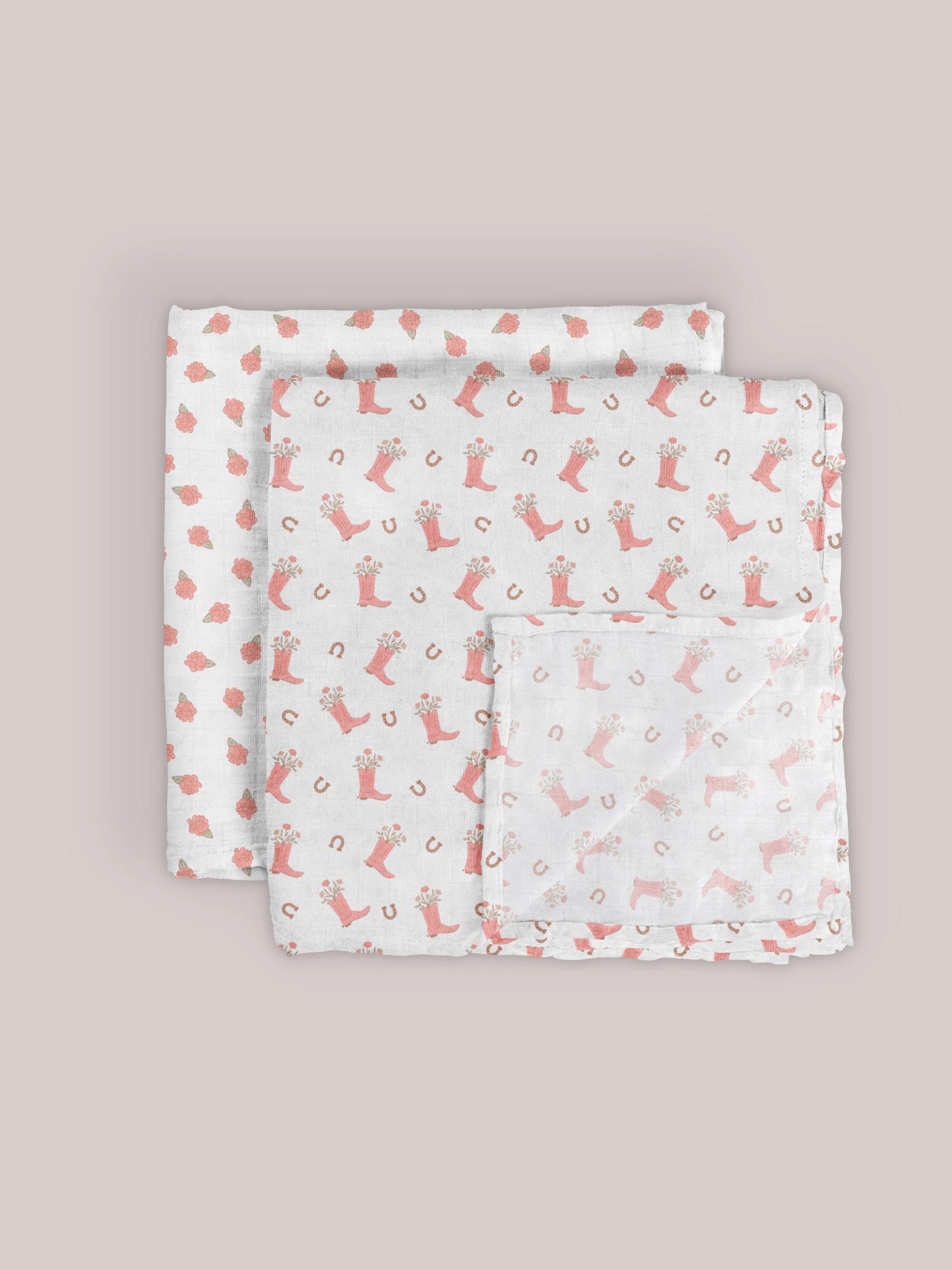 2-Pack Square Swaddle Blanket Set - Bloomin' Boot - Image 3