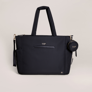 Utility-Strap Tote Diaper Bag - Black