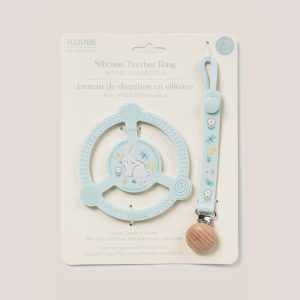 Silicone Teether Ring with Detachable Clip - Bunny Hollow