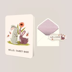 Hello. Sweet Baby Bunnies Deluxe Greeting Card