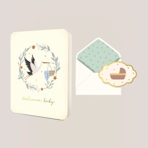 Welcome Baby Stork Deluxe Greeting Card