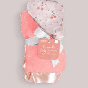 Ultra-Soft Thick Reversible Baby Blanket- Cherry Cute by Doodle By Meg