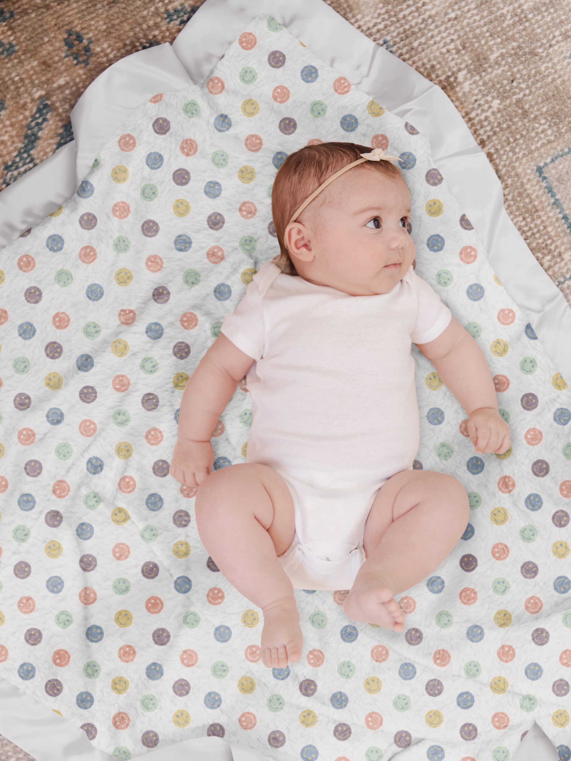 Ultra-Soft Thick Reversible Baby Blanket - Happy Baby Vibes - Image 2