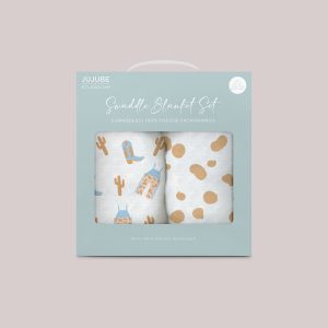 2-Pack Square Swaddle Blanket Set - Howdy Partner Blue