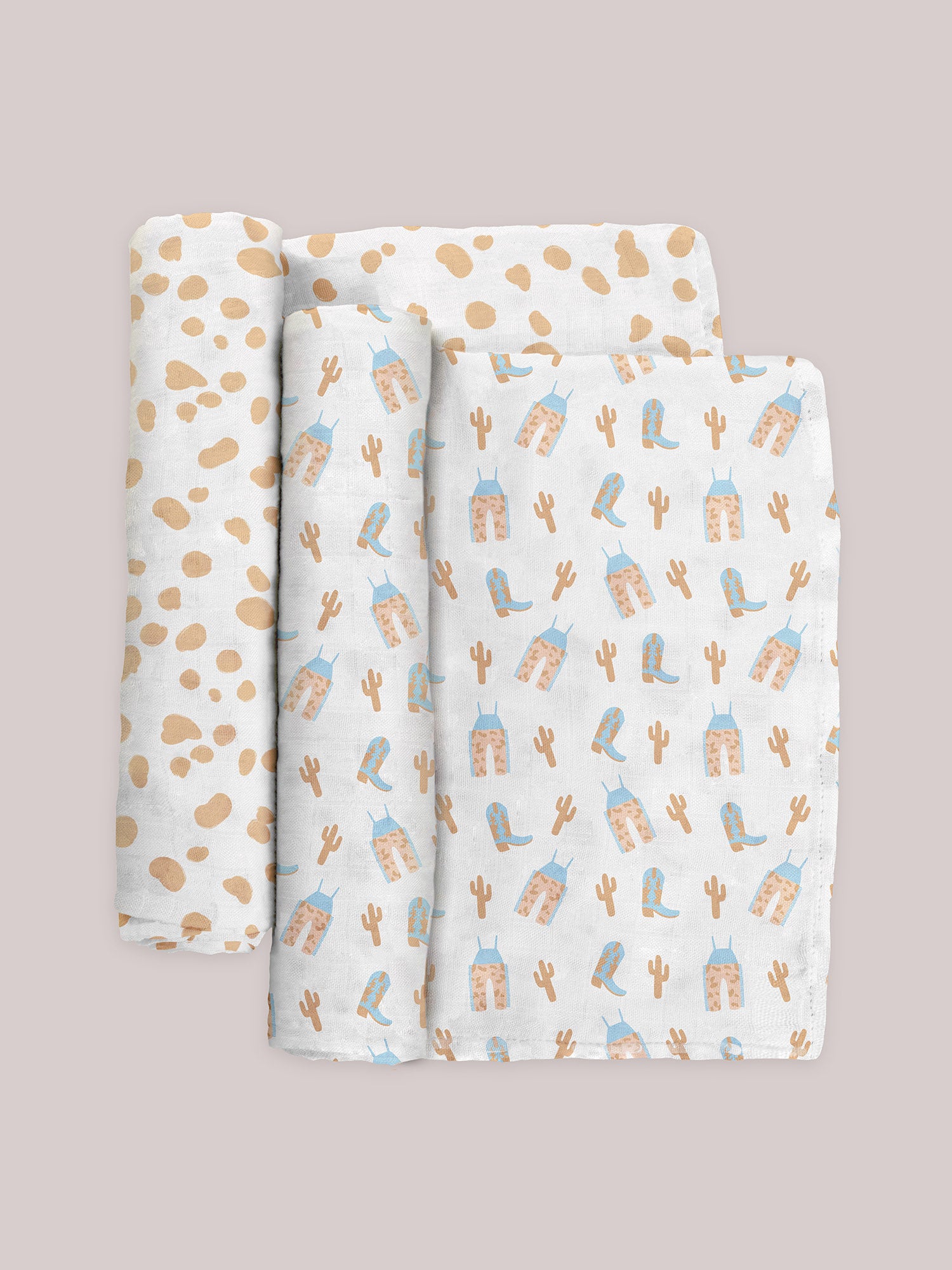 2-Pack Square Swaddle Blanket Set - Howdy Partner Blue - Image 3