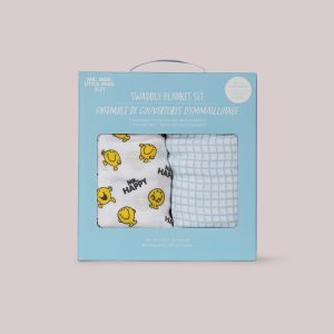 2-Pack Square Swaddle Blanket Set - Mr. Happy™