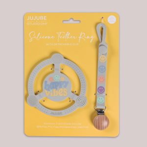 Silicone Teether Ring & Detachable Clip - Happy Baby Vibes
