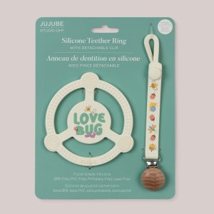 Silicone Teether Ring & Detachable Clip - Love Bug