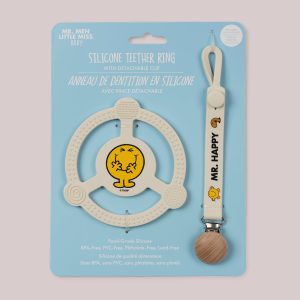 Silicone Teether Ring & Detachable Clip - Mr. Happy&trade;