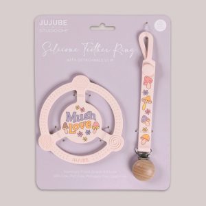 Silicone Teether Ring & Detachable Clip - Mushy Love