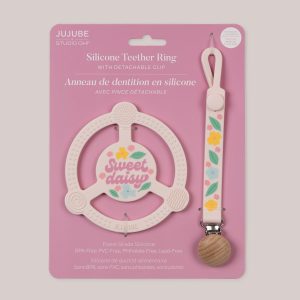 Silicone Teether Ring & Detachable Clip - Sweet Daisy