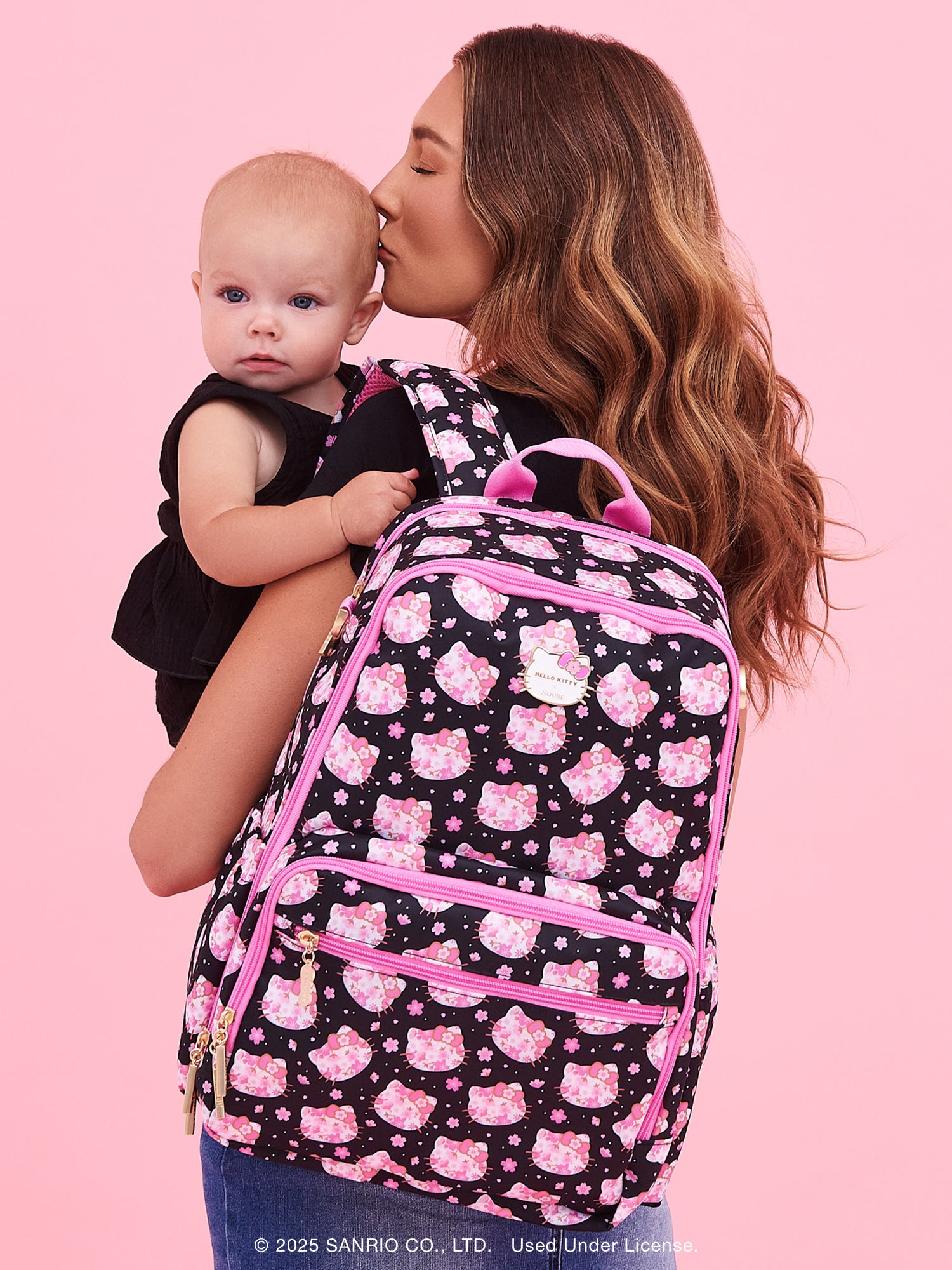Hello Kitty? ?? JuJuBe Cherry Blossoms Zealous Backpack Diaper Bag ?? Black and Pink - Image 2