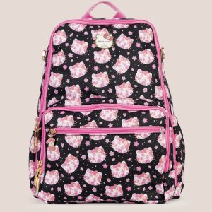 Hello Kitty? ?? JuJuBe Cherry Blossoms Zealous Backpack Diaper Bag ?? Black and Pink
