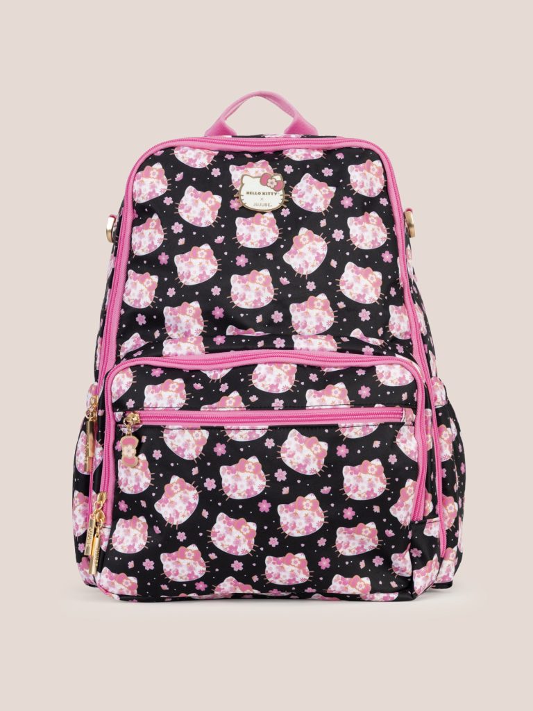Hello Kitty? ?? JuJuBe Cherry Blossoms Zealous Backpack Diaper Bag ?? Black and Pink