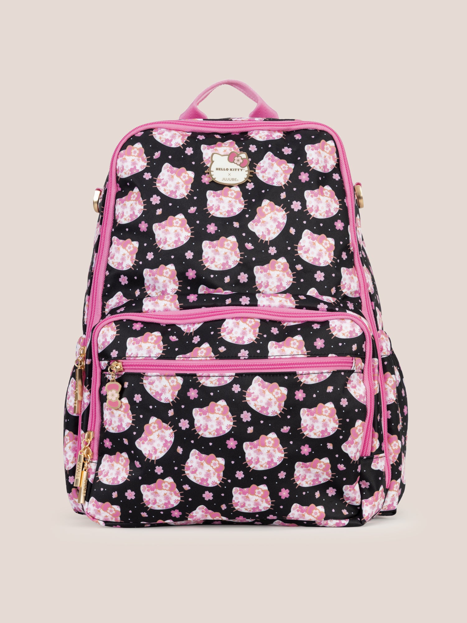 Hello Kitty? ?? JuJuBe Cherry Blossoms Zealous Backpack Diaper Bag ?? Black and Pink