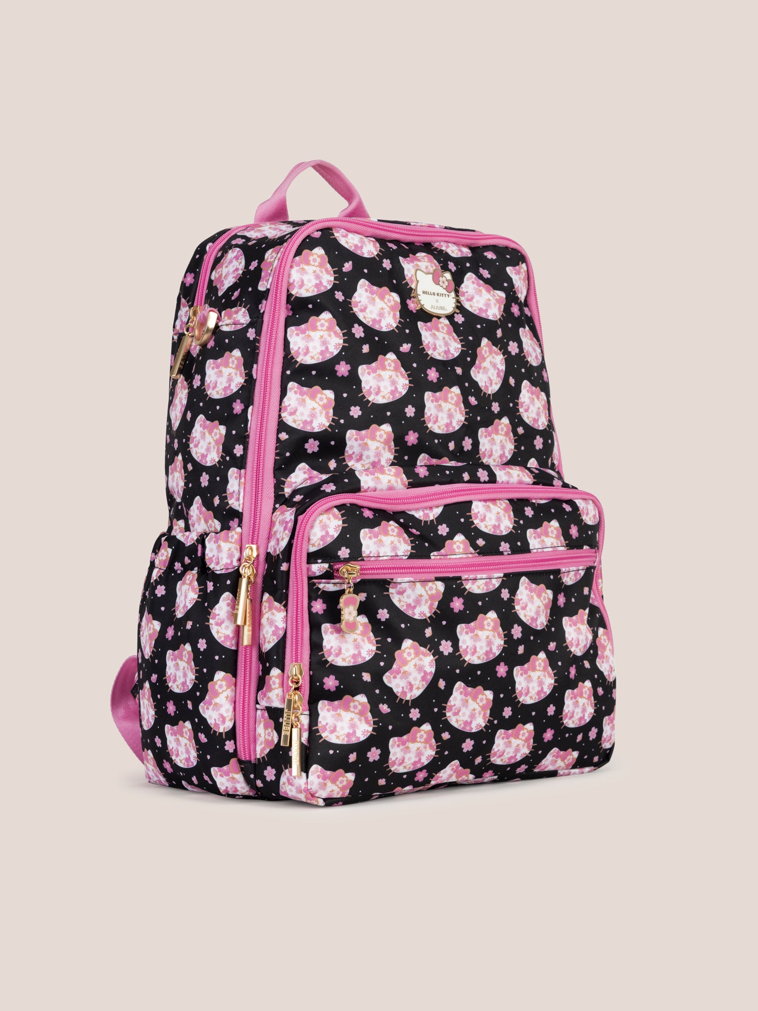 Hello Kitty? ?? JuJuBe Cherry Blossoms Zealous Backpack Diaper Bag ?? Black and Pink - Image 4