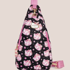 Hello Kitty? ?? JuJuBe Cherry Blossoms Crossbody Sling Diaper Bag ?? Black and Pink