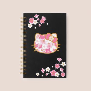 Hello Kitty? ?? JuJuBe Cherry Blossoms Medium Spiral Notebook ?? Black and Pink